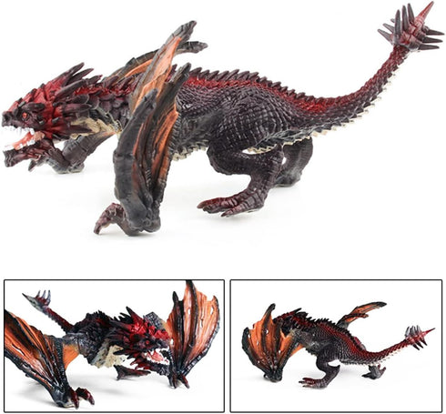 8" Dragon Toy Figure, Realistic Plastic Ancient Mythological Fire Creature Model Decoration Collector Figurine for Kids, Adults