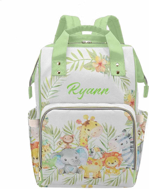 InterestPrint Customized Red Rose Flowers Floral Monogram Diaper Bags Backpack with Name Bag