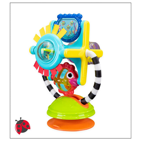 2-in-1 6+ Sassy Fishy Fascination Station Suction Cup High Chair Toy, Developmental Tray Toy for Early Learning, Ages