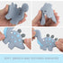 Baby Teething Toys for 3-12 Months, Dinosaur Teether Pain Relief Toy with Pacifier Clip Holder Set, Freezer Safe (Grey)
