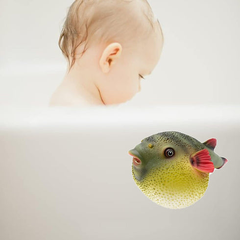 Gemini&Genius Sea Animal Pufferfish Action Figure Soft Rubber Swim Bath Toy, Educational Role Play Toy