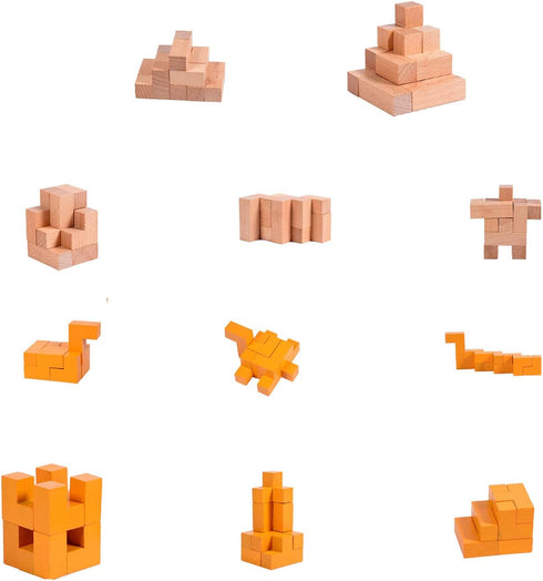 3D Wooden Cube Puzzles, Educational Brain Teaser Puzzle Gift for Kids and Adults by AHYUAN
