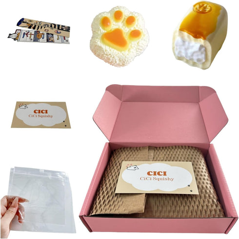 Taba Squishy Mystery Box, 2 Pack Cute Squishies Random, Bread or Cartoon
