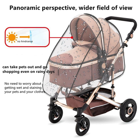 Dlmlemu Unisize Pet Stroller Rain Cover - Foldable Clear Protection for Snow, Wind & Rain, Suitable for Various