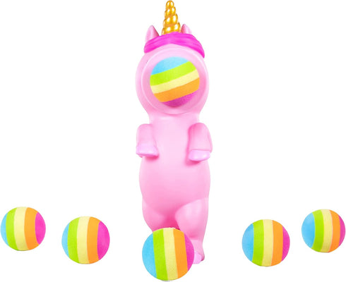 Hog Wild Pink Unicorn Ball Popper Toy, Includes 4 Soft Foam Balls, Safe for Indoor/Outdoor Play