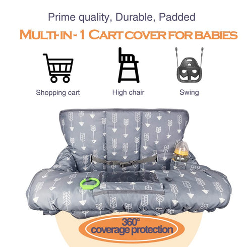 RHYDEER Universal Baby Shopping Cart Cover - Grey Arrow Design