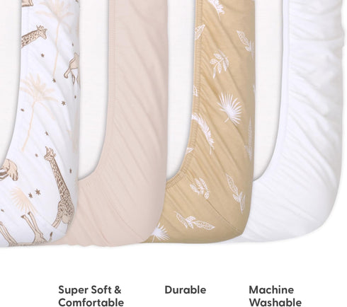 4-Pack Set 100% The Peanutshell Organic Fitted Crib Sheet - Soft & Breathable Baby Girl or Boy Crib Sheets, Jersey