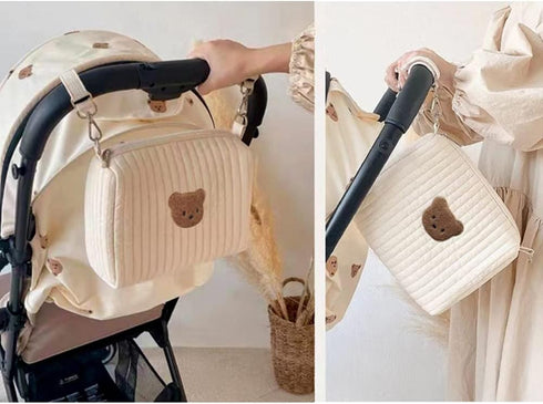 Mommy Lushandy Baby Small Diaper Bag Mini Stroller Storage Bag Quilted Cotton Cute Organizer Pouch Kawaii Bag
