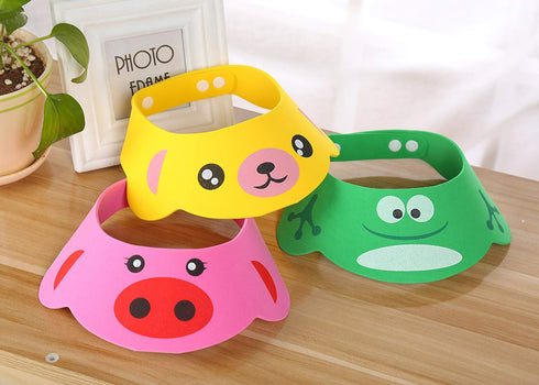Adjustable Visor Cartoon Shampoo Shower Bathing Protection Cap for Toddler, Set of 3