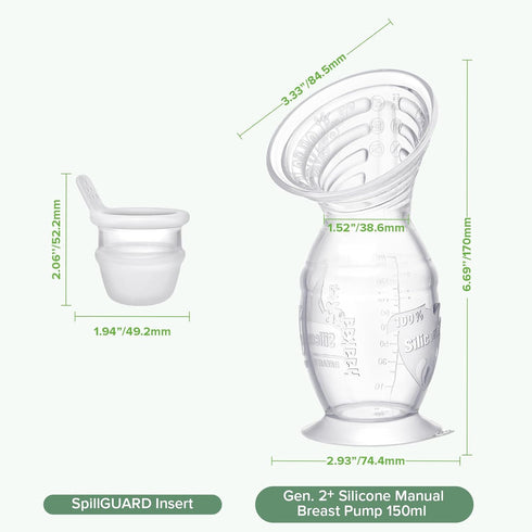 Gen.2 5oz/150ml Set, haakaa Plus Upgraded Manual Breast Pump, Multi-Ring ComfortCARE Sensitive Silicone Breast Pump