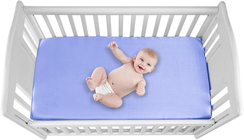 2 Pack Satin Soft Crib Sheet for Baby with Sensitive Hair Silky Baby Mattress Sheet Blue and Green Unisex 52’’x28’’x8’’ Fitted Sheets by GUNTAIL