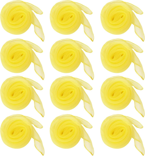 12pcs Square Juggling Silk Dance Scarves, Magic Tricks Performance Props, Rhythm Band Scarf (Yellow)