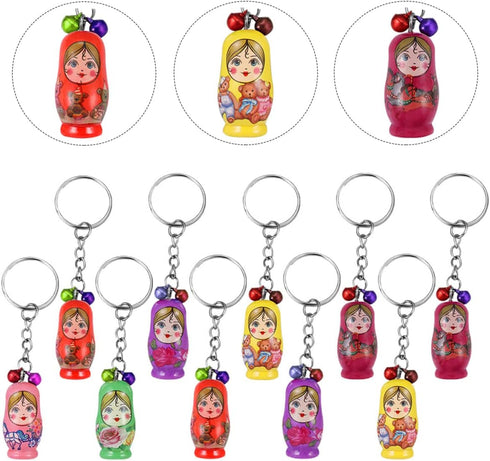 Toyvian 36pcs Key Chain Russian Doll Keychains, Miniature Babushka Doll Mobile Phone Charm Pendant