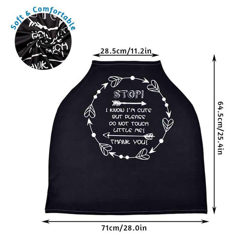 Car Seat Covers for Babies, No Touching Sign Canopy, Multiuse Nursing Covers for Newborns, Black