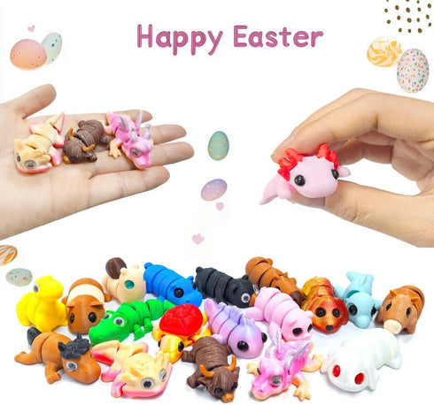 18 3D Pcs Easter Eggs with Print Animal Prefilled Easter Eggs with Toys Inside Easter Egg Fillers for Kids Boys Girls