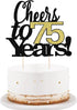 LVEUD Black Font Golden Numbers Cheers to 75 Years Happy Birthday Cake Topper - Wedding, Anniversary Decorations