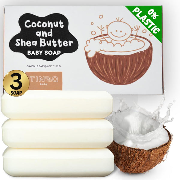 Baby Wash and Shampoo, Organic Baby Soap Bar, Hypoallergenic, Sensitive Skin, Shea Butter & Coconut Oil, Fragrance