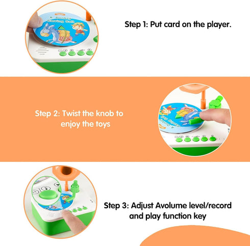 yimido 96 Kids Phonograph Toddler Record Player with Learning Cards, Early Education Machine Record Player Music Box
