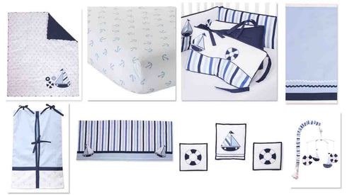 Ikat Zigzag/Chevron Nursery Storage Runner in Blue Stripes