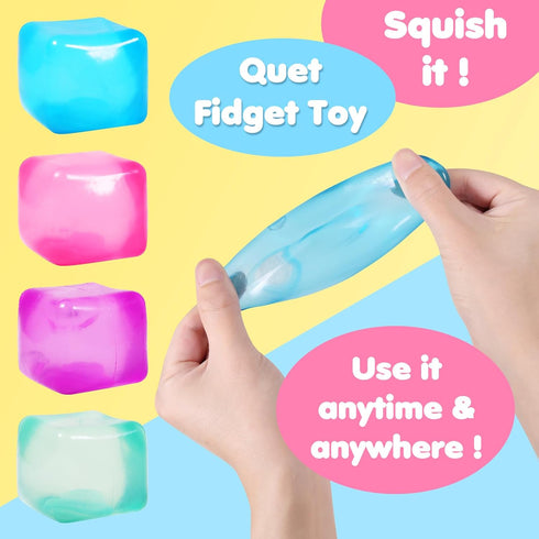 FauKait 4pack 3 Adult(4pcs Stress Cube Squishy Stress Balls for Adults Kids Fidget Toy for Your Best Mellow and Chill
