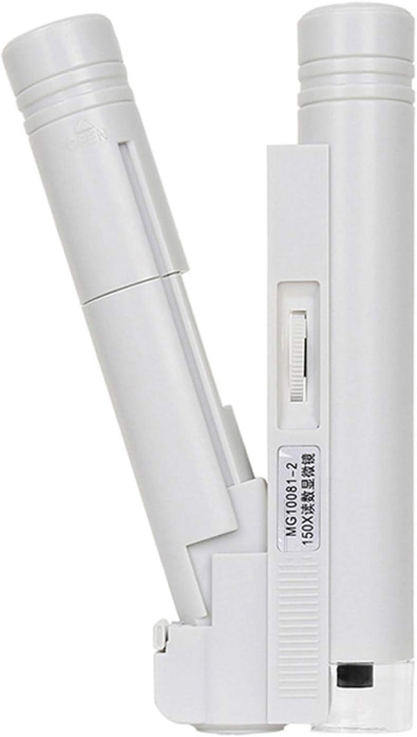 FAMKIT 150X Microscope with Scale, Portable LED Lighted High Magnification Pocket Microscope