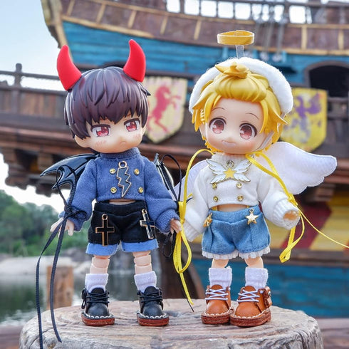 Angel Suit Demon Suit for Ob11, GSC, YMY, BODY9, Molly, 1/12 BJD Doll Clothes Accessories (White)