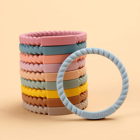 Socub Silicone Baby Teether Toy - 4 Pack BPA Free Soft Teether Bracelets for 3+ Month Babies
