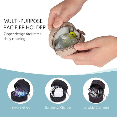 SONARIN Dummy 2 Leather Case with Clasp,Portable Soother Pod Pacifier Case Pacifier Holder Soother Storage Box