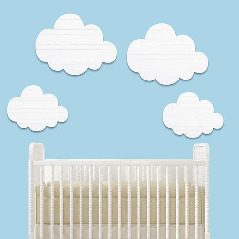 4 Ferraycle Pcs Cloud Wall Decals White Clouds Removable Wood Hanging Decor for Nursery Living Room Bedroom Decor Party