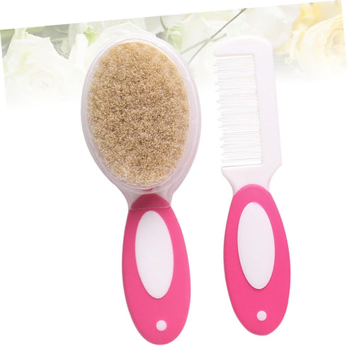 PERSELOSO 2pcs Set Newborn Hair Brush Hairbrush Boy Girl Comb Kit Care Comb Brush