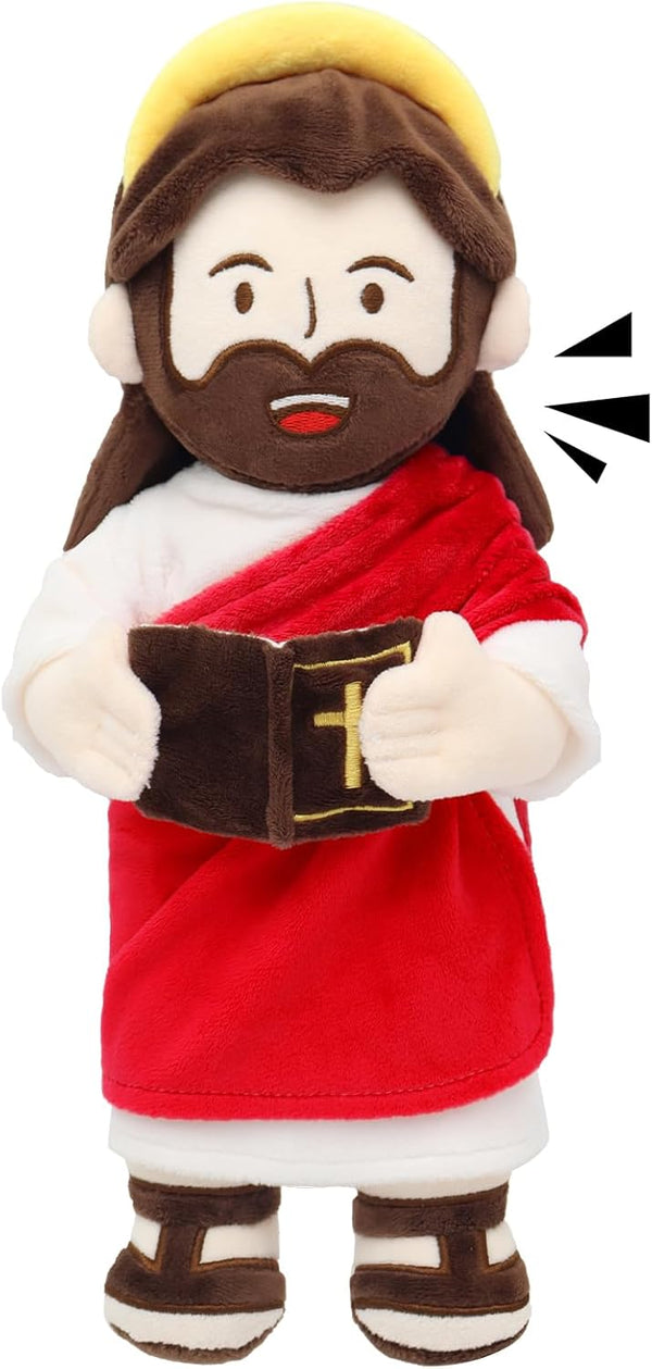 Yelakey Jesus Plush Talking Doll with Halo,Speak 20 Bible Verses & 20