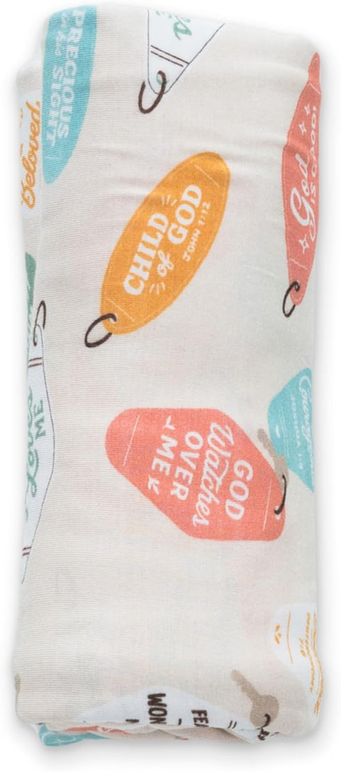 Ellie Sue Promises Stretch Blanket Soft Bamboo Baby Blanket, Swaddle Blanket, 47 x 47
