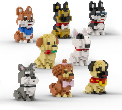 dOvOb Micro Mini Blocks 8 in 1 Dogs Set, 1616 Pieces Bricks,