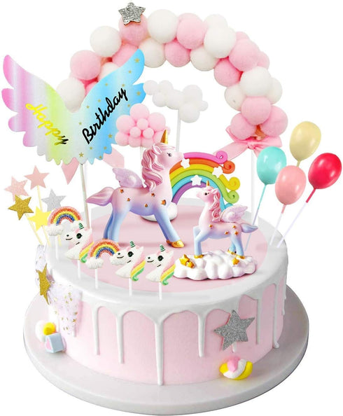 MOVINPE Unicorn Cake Topper, Magic Unicorns Sculpture, Birthday Decoration for Girl Kid Women Party