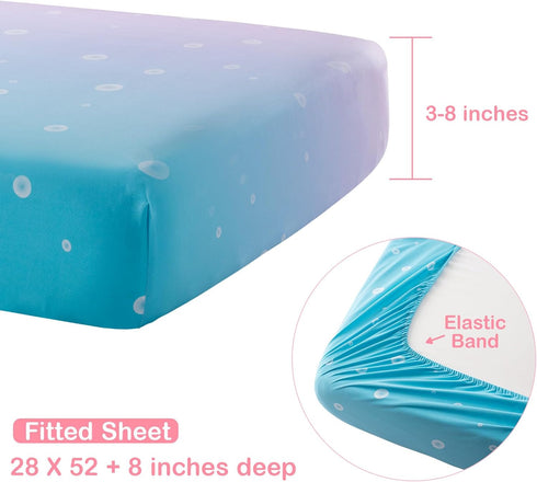 4 Set Sets Pieces Crib Bedding for Baby Boys Girls, Infant Toddler Nursery Baby Bedding Includes Cartoon Quilt, Fitted