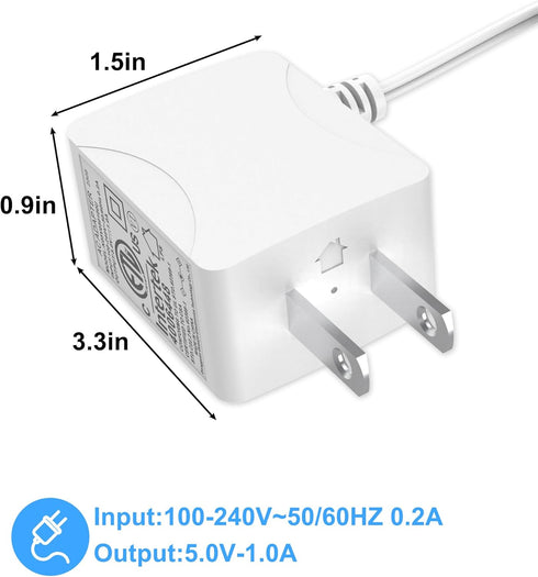 Baby Monitor Charger Adapter for OKAIDI Baby Monitor OD8052/OD8038/OD8021/OD8051, 6.6ft Power Cord Adapter, 5V 1A