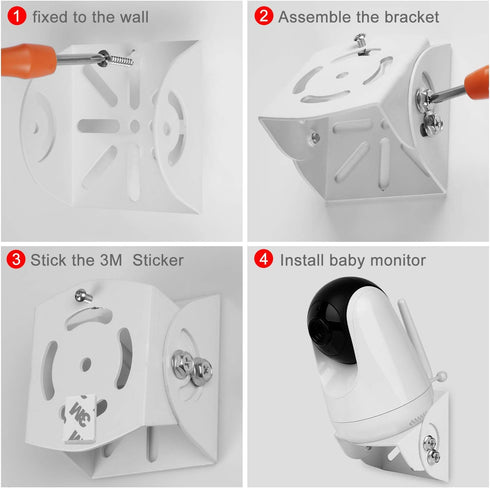 Uogw Baby Monitor Mount for VAVA Baby Monitor Camera, Adjustable Angle Wall Bracket, Aluminum Alloy (White)