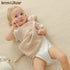 insular Bunny Lovey Blanket for Boys and Girls, Organic Cotton Muslin Security Blanket, 2 Pcs Set (Beige&Pink)