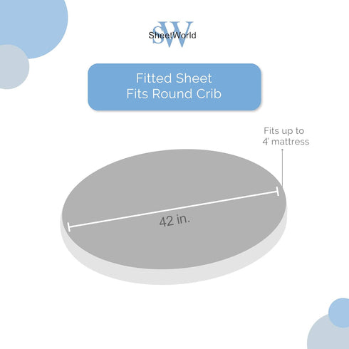 SHEETWORLD.COM 100% 42 42 inches, SheetWorld Baby Fitted Round Crib Sheet, Cotton Flannel Sheet, Unisex Boy Girl, x