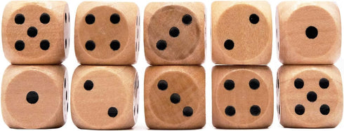 STAHLHAMMERS 10 Pack Set 16mm 6 Wooden Dice - Standard Sided - Perfect for Board Games and RPGs