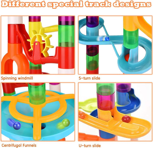Marble Run 135 PCS Building Block Toys, Gravitrax Marble Maze for Kids, STEM Learning Gift for Ages 3-9