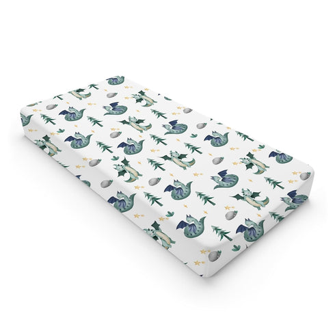 Watercolor Fairy Tale Dragon Trees Stars Changing Pad Covers – Soft Stretchy Snug Fitted Baby Changing Pad Mats