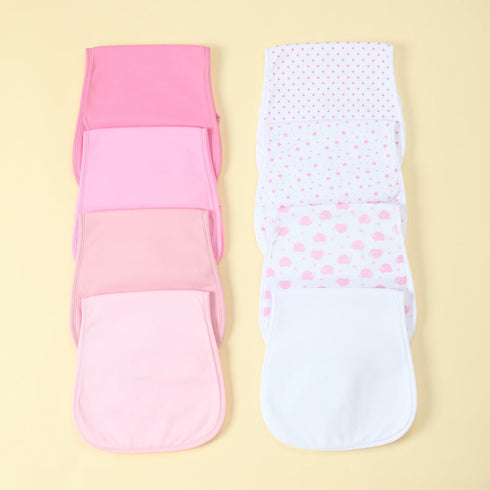 8-Pack 4-Layer Waterproof Baby Burp Cloths - Super Absorbent Fabric, Extra Soft Plush Spit Up Rags for Newborns