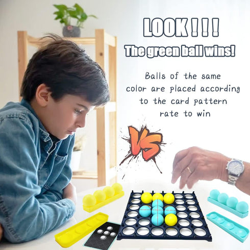 Bounce Ball Game for Family, Adults, Teens & Children with 9 Cards, 16 Balls, and 1 Game Grid - Perfect Holiday Toy