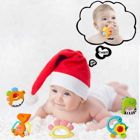 Baby Rattles Set - Teether, Shaker, and Musical Toy Set for 3-12 Month Infants, Early Educational Gifts