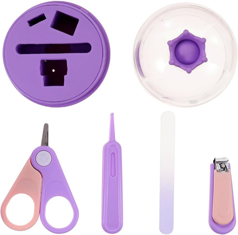 HONITANO Nail Clippers Kit for Newborns and Infants, 4pcs Purple Manicure Set with