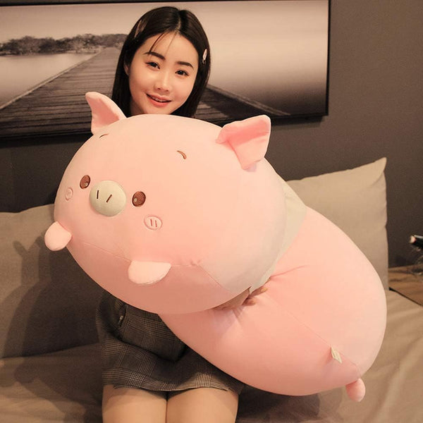 Pig Plush Pillow Soft Stuffed Animal Toy, Piggy Body Pillow, 33.5"