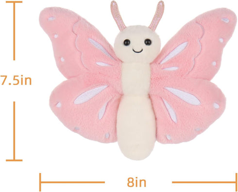 Apricot Lamb Pink Butterfly Plush Stuffed Animals for Kids, Soft Cute Plush Toys for Baby Girl and Boy, Fluffy Pink