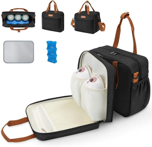 HavenMinds Detachable Breast Milk Cooler Travel Bag with Ice Pack, Double Layer Breast