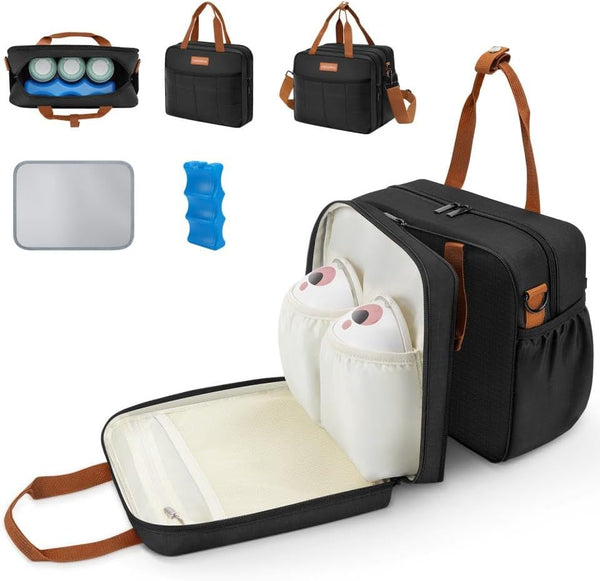 HavenMinds Detachable Breast Milk Cooler Travel Bag with Ice Pack, Double Layer Breast